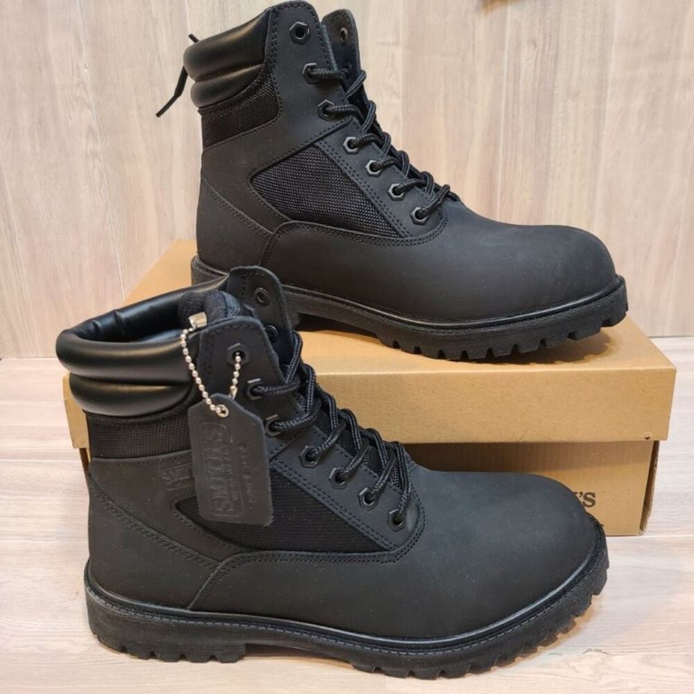 Smiths Workwear Mens 8 Leather Boots Black High Hiker Outdoor Work Ankle Shoes N